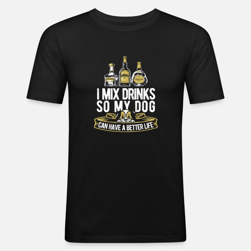 Barkeeper Bartender Hund - Männer Slim Fit T-Shirt - Schwarz