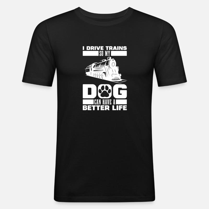 Engine driver train driver dog - Men's Slim Fit T-Shirt - black