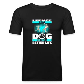 Fechten Fechter Hund - Männer Slim Fit T-Shirt - Schwarz - Vorne - Nik (191cm)