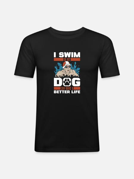Swimming Swimmers Dog - Men's Slim Fit T-Shirt - black