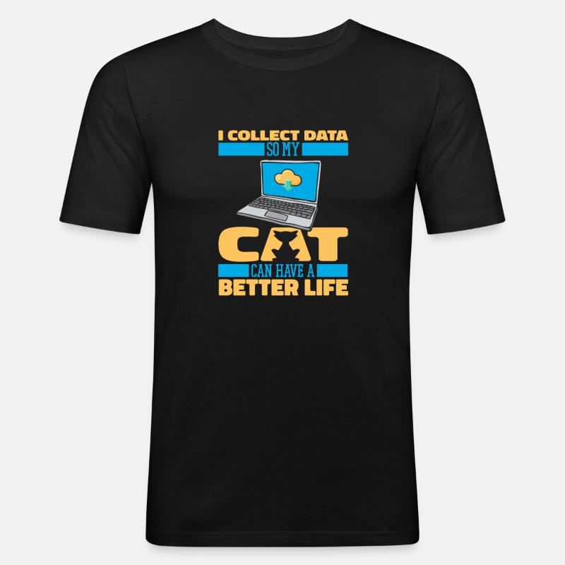 Data Science Data Analyst Katze - Männer Slim Fit T-Shirt - Schwarz