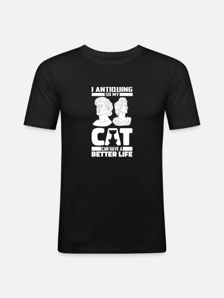 Antiques Antique Dealer Cat - Men's Slim Fit T-Shirt - black