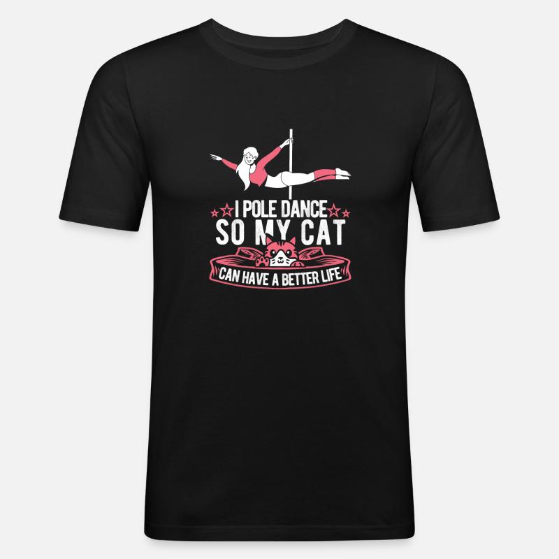 Chat de Pole Dancing - T-shirt près du corps Homme - noir