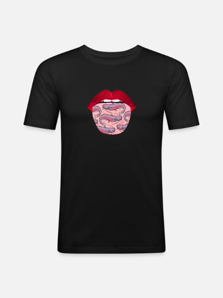 Lèvres de poisson-chat - T-shirt près du corps Homme - noir