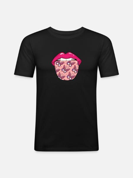 Langue de papillon - T-shirt près du corps Homme - noir