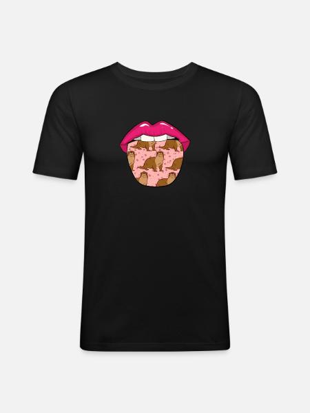 Otter Zunge - Männer Slim Fit T-Shirt - Schwarz