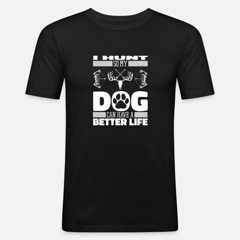 Bogenjagd Bogenjäger Hund - Männer Slim Fit T-Shirt - Schwarz