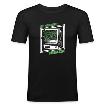 Entwickler Coder Programmierer Herz - Männer Slim Fit T-Shirt - Schwarz - Vorne - Nik (191cm)