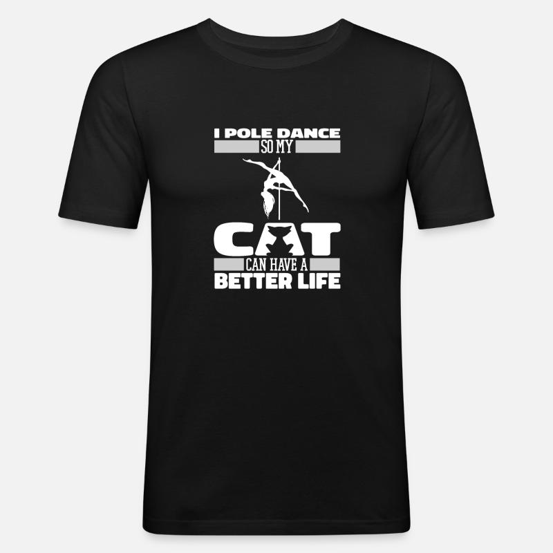 Pole Dancing Katze - Männer Slim Fit T-Shirt - Schwarz