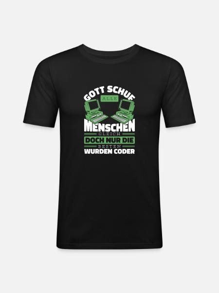 Entwickler Coder Programmierer Gott - Männer Slim Fit T-Shirt - Schwarz