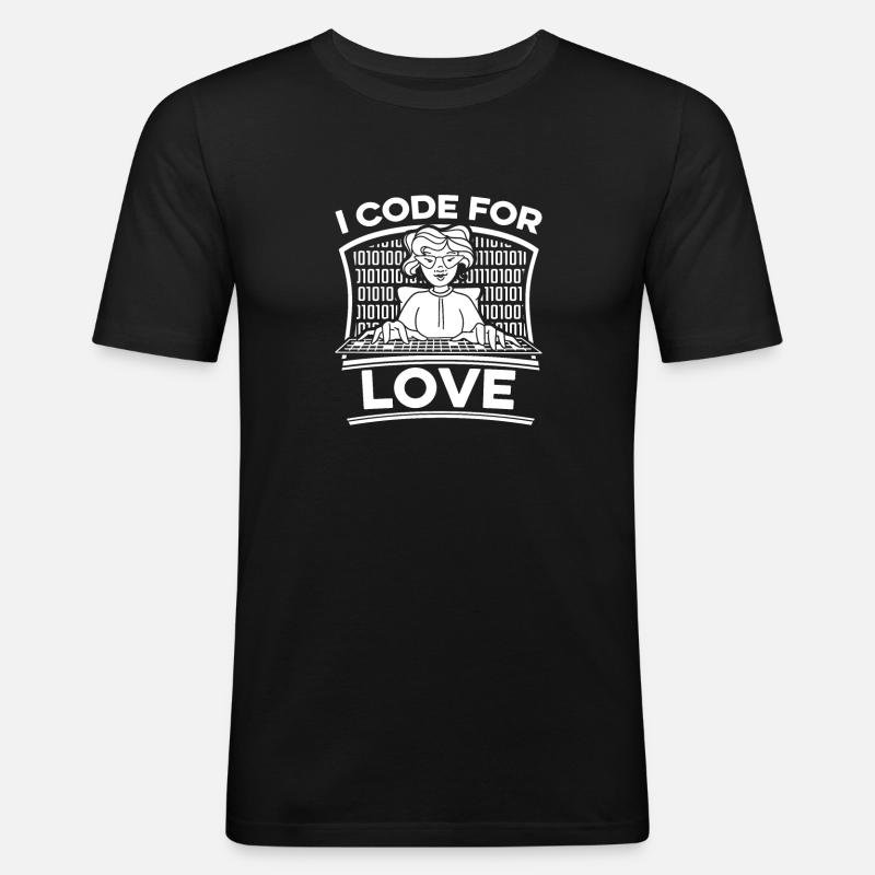 Entwickler Coder Programmierer Liebe - Männer Slim Fit T-Shirt - Schwarz