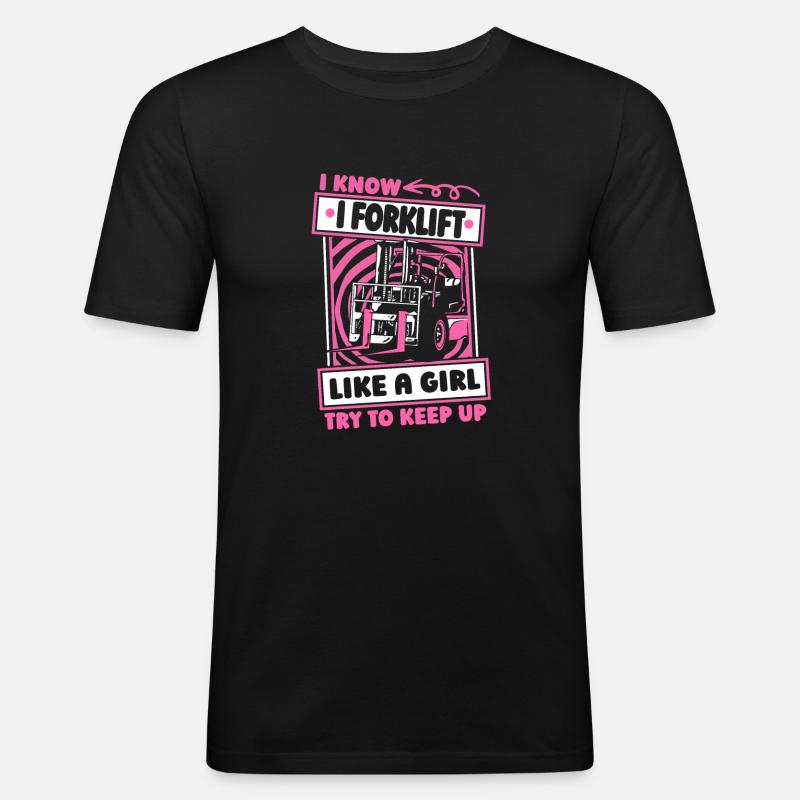 Gabelstapler Staplerfahrer Mädchen - Männer Slim Fit T-Shirt - Schwarz