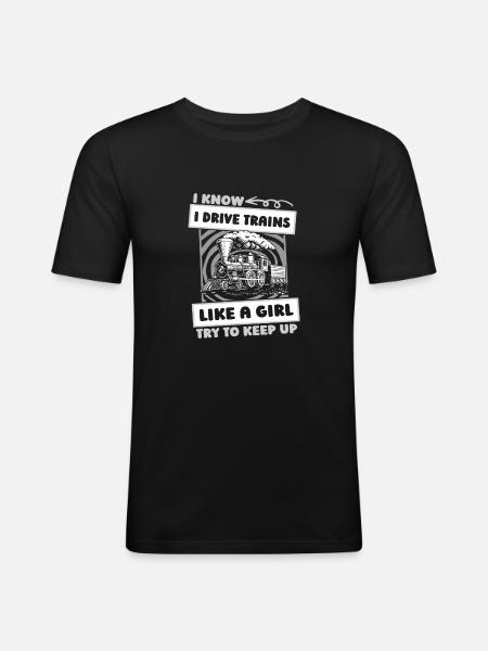Lokführer Zugführer Mädchen - Männer Slim Fit T-Shirt - Schwarz