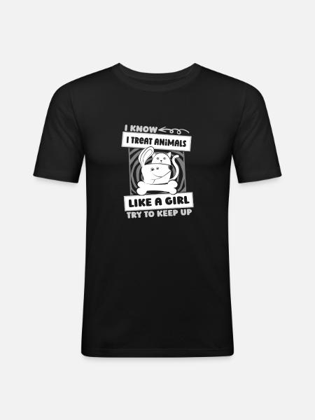 Veterinary assistant Veterinary assistant girl - Men's Slim Fit T-Shirt - black