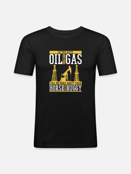 Ölfeld Bohrinsel Gas - Männer Slim Fit T-Shirt - Schwarz
