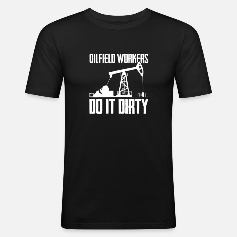 Ölfeld Bohrinsel Schmutzig - Männer Slim Fit T-Shirt - Schwarz