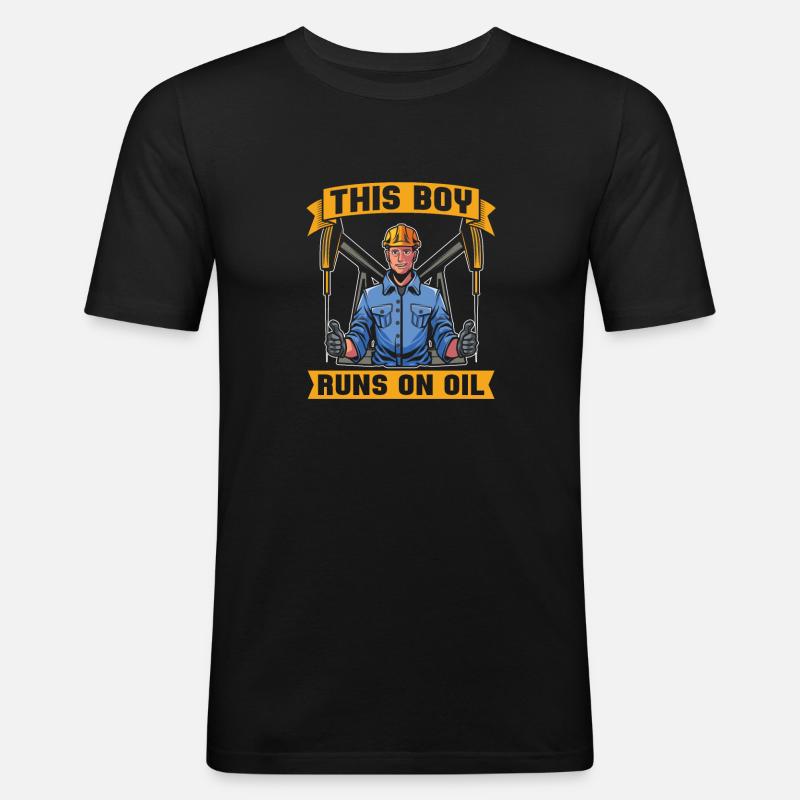 Ölfeld Bohrinsel Junge - Männer Slim Fit T-Shirt - Schwarz