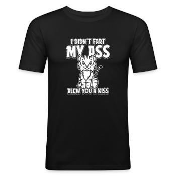 Tiger Fun I Didnt Fart My Butt Blew You A Kiss - Men's Slim Fit T-Shirt - black - Front - Nik (191cm)