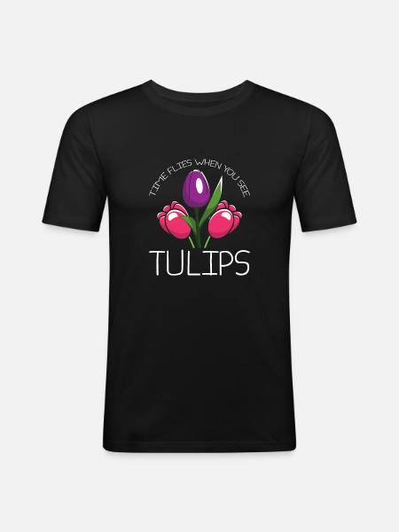 Tulips Humor Tulips - Men's Slim Fit T-Shirt - black