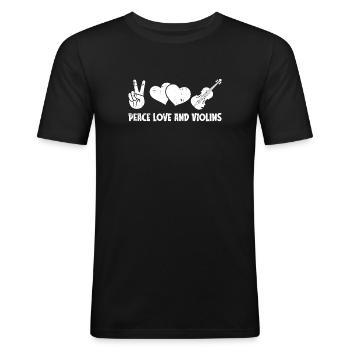 Violon Violon Amour - T-shirt près du corps Homme - noir - Devant - Nik (191cm)