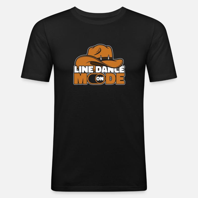 Line Dance Modus An - Männer Slim Fit T-Shirt - Schwarz