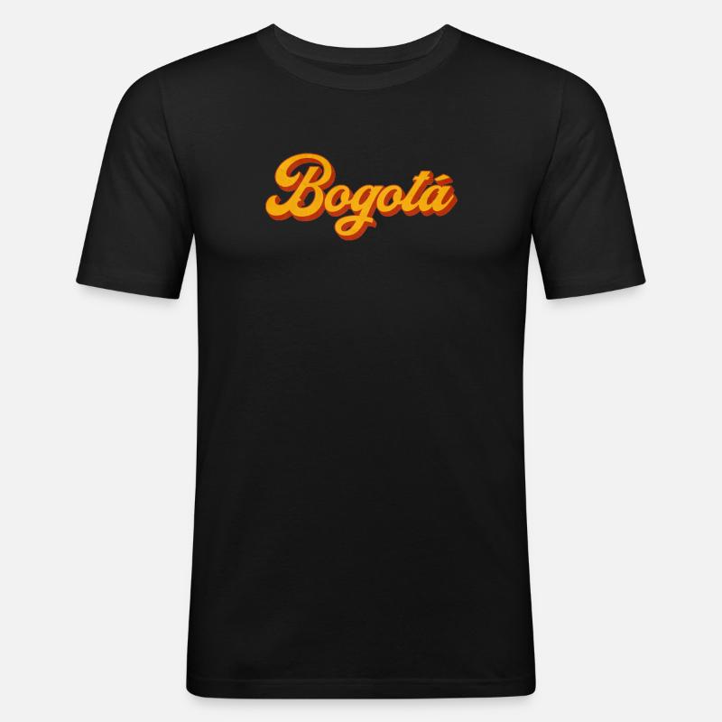 Bogotá Script in Warm Orange - Männer Slim Fit T-Shirt - Schwarz