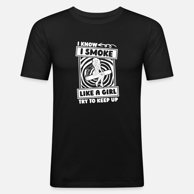 Zigarre Mädchen - Männer Slim Fit T-Shirt - Schwarz