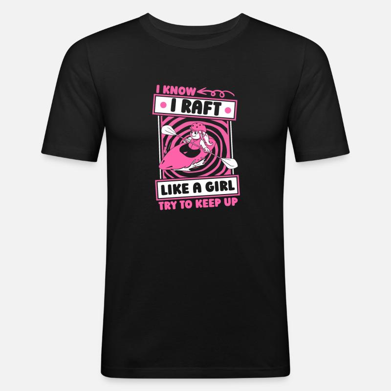 Rafting Mädchen - Männer Slim Fit T-Shirt - Schwarz