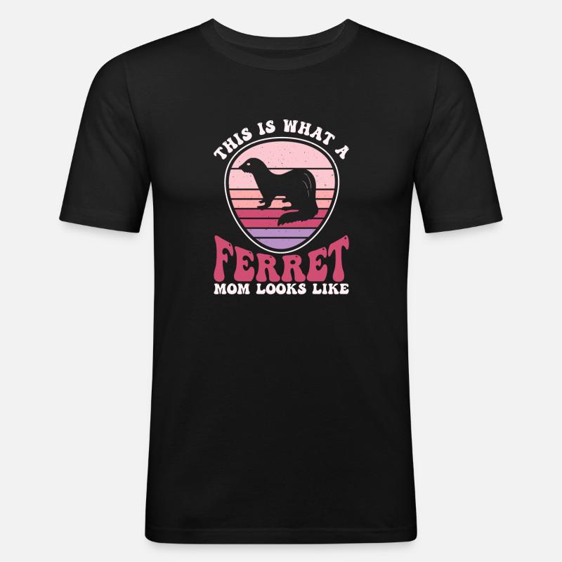 Frettchen Iltis Mutter - Männer Slim Fit T-Shirt - Schwarz