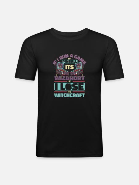 Pinball Lustig Flipper Zauberer - Männer Slim Fit T-Shirt - Schwarz
