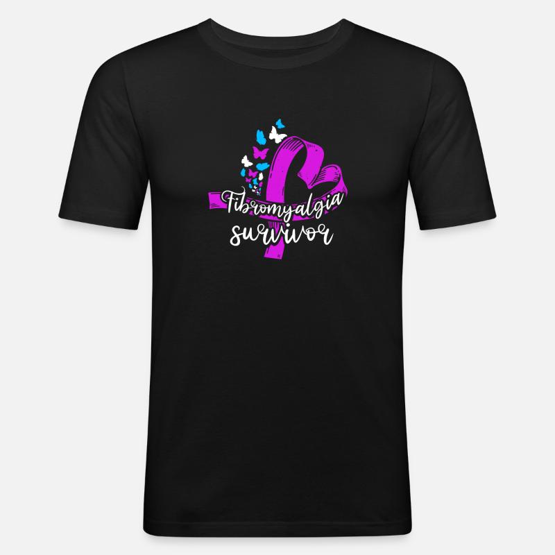 Fibromyalgie Rheuma Schmetterling - Männer Slim Fit T-Shirt - Schwarz