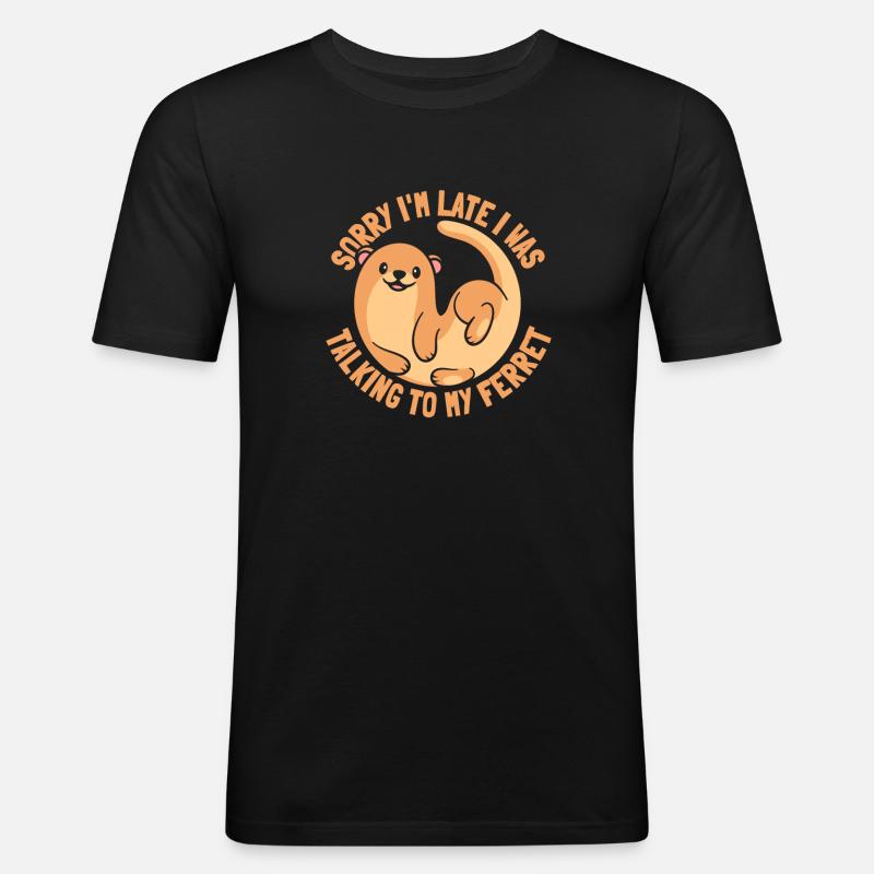 Frettchen Iltis Niedlich - Männer Slim Fit T-Shirt - Schwarz