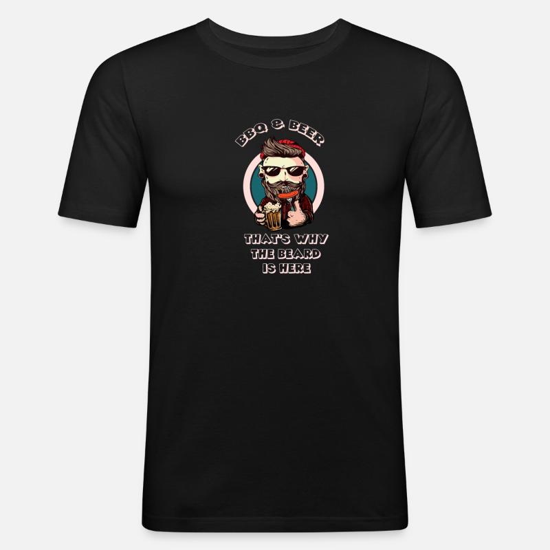 Bart Vollbart - Männer Slim Fit T-Shirt - Schwarz