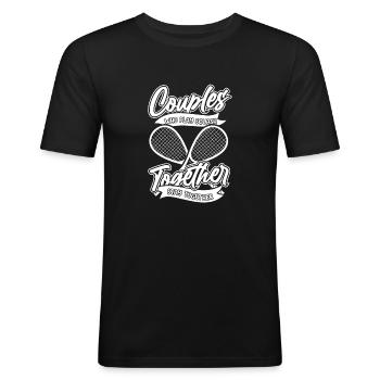Squash - Männer Slim Fit T-Shirt - Schwarz - Vorne - Nik (191cm)