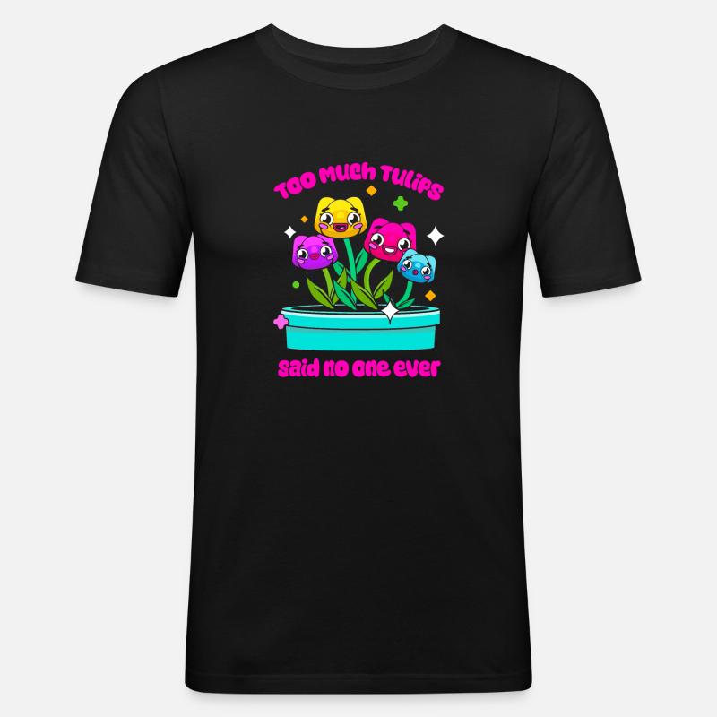 Tulpen Niedlich - Männer Slim Fit T-Shirt - Schwarz
