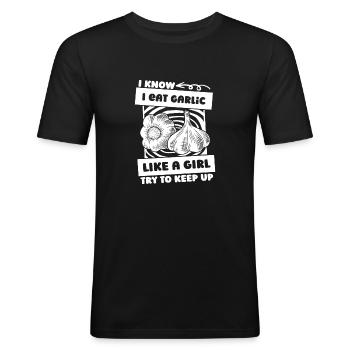Ail Ail Ail Knofi - T-shirt près du corps Homme - noir - Devant - Nik (191cm)