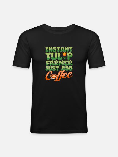 Tulpen Kaffee - Männer Slim Fit T-Shirt - Schwarz