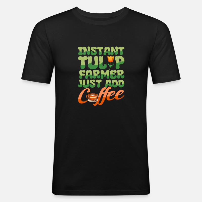 Tulpen Kaffee - Männer Slim Fit T-Shirt - Schwarz