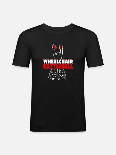 Kettlebell Rollstuhl - Männer Slim Fit T-Shirt - Schwarz