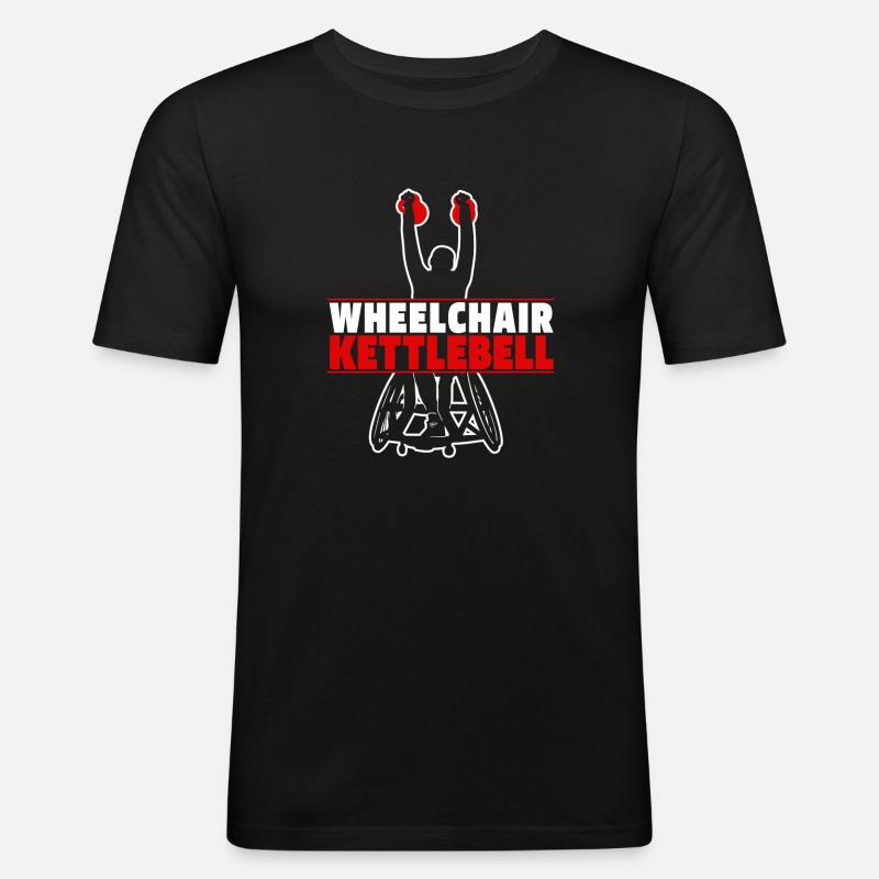 Kettlebell Rollstuhl - Männer Slim Fit T-Shirt - Schwarz
