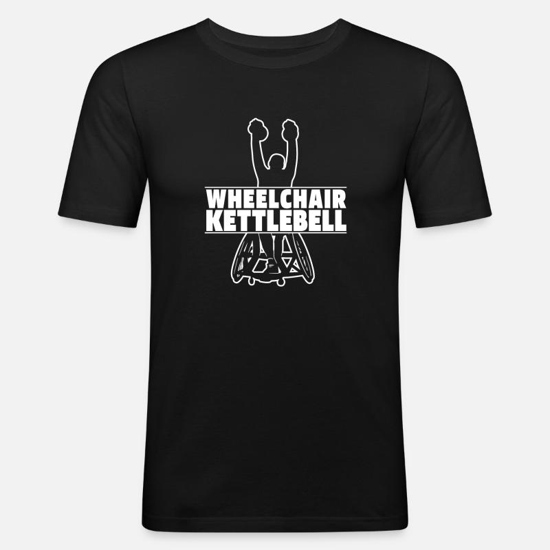 Kettlebell Rollstuhl - Männer Slim Fit T-Shirt - Schwarz