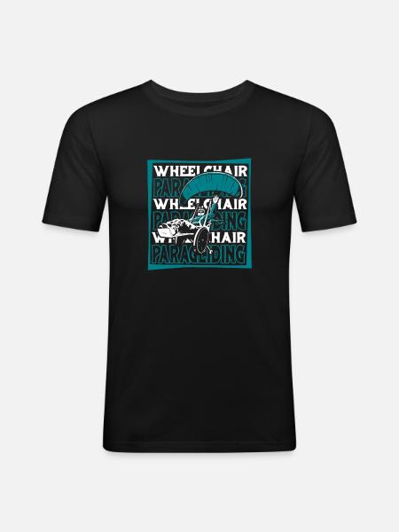 Paragleiter Paragleiten Rollstuhl - Männer Slim Fit T-Shirt - Schwarz