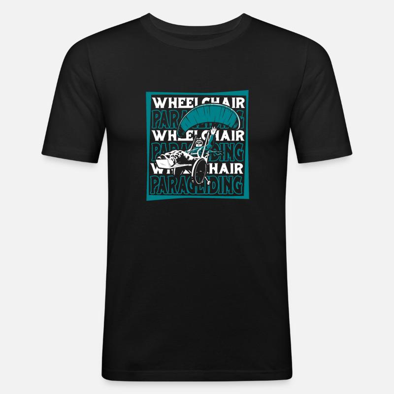 Paragleiter Paragleiten Rollstuhl - Männer Slim Fit T-Shirt - Schwarz
