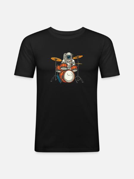 Drums Drummer Drummer Astronaut - Men's Slim Fit T-Shirt - black