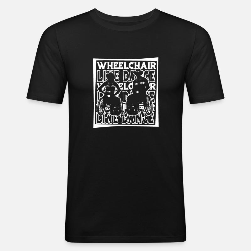 Line Dance Rollstuhl - Männer Slim Fit T-Shirt - Schwarz