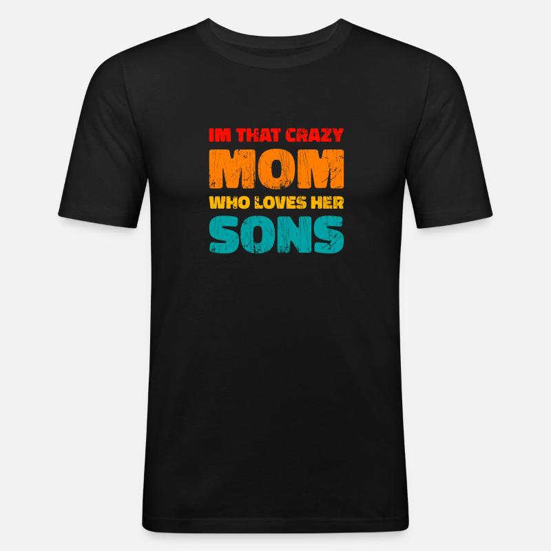 Mom Mutter Sohn - Männer Slim Fit T-Shirt - Schwarz