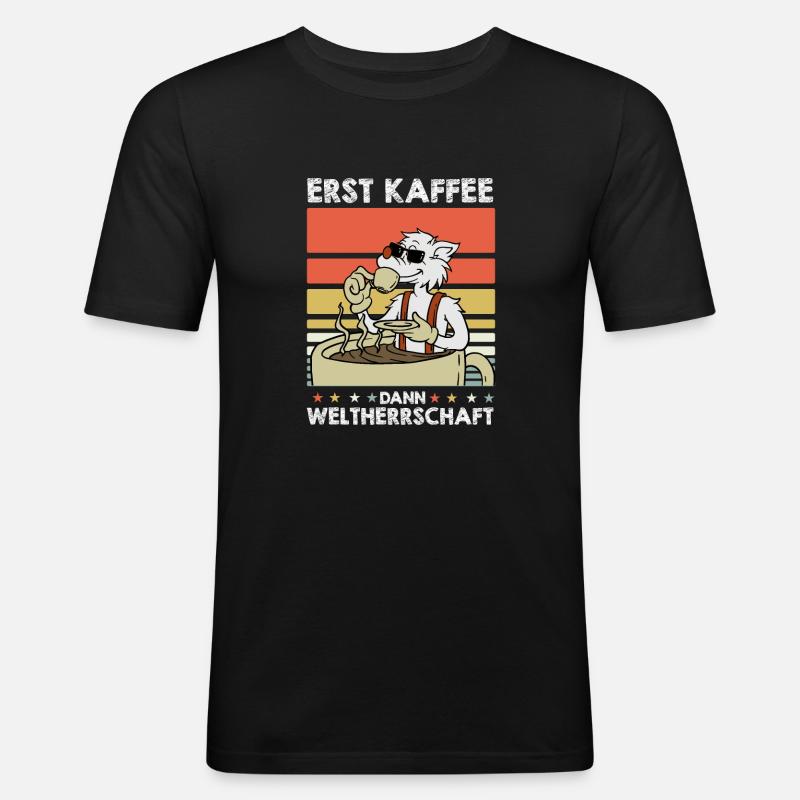 Café Wolf - T-shirt près du corps Homme - noir