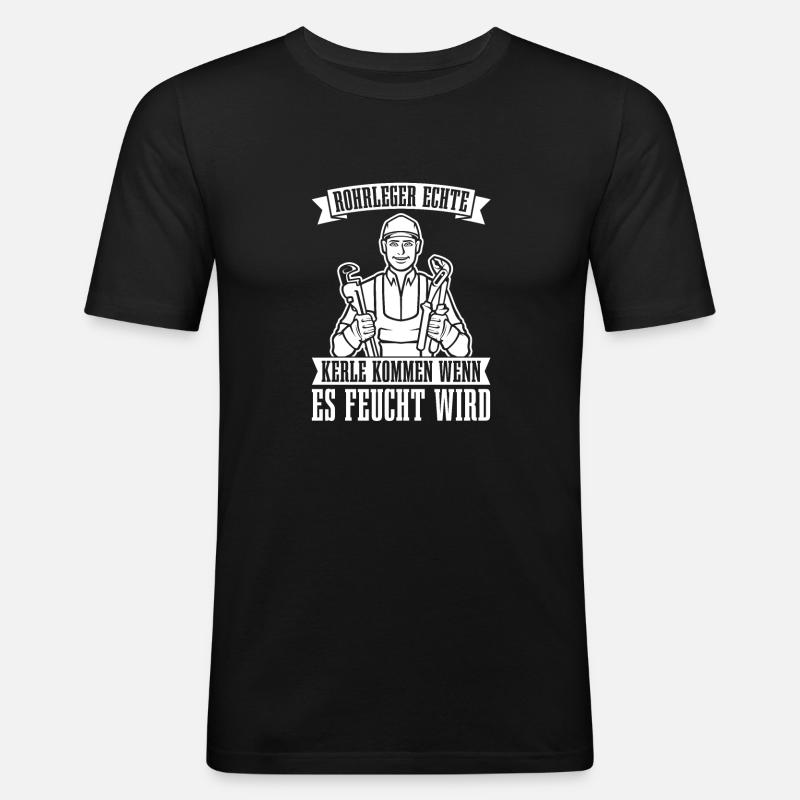 Rohrleitungsbauer - Männer Slim Fit T-Shirt - Schwarz