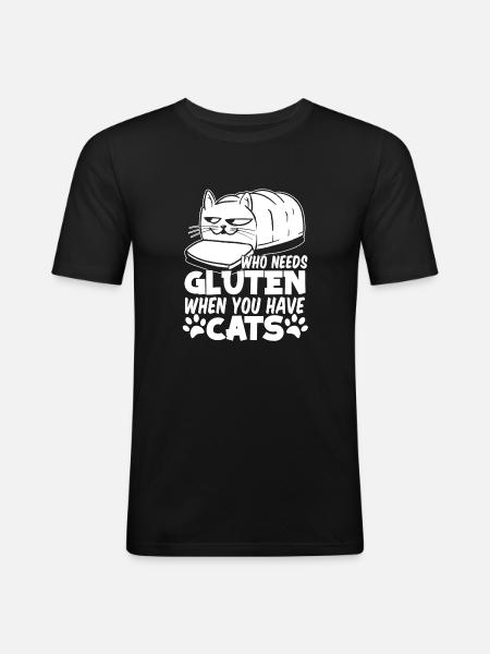 Gluten Free Cat - Men's Slim Fit T-Shirt - black