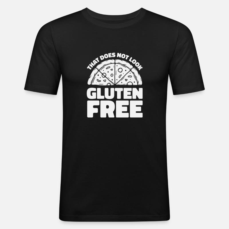 Glutenfrei Pizza - Männer Slim Fit T-Shirt - Schwarz
